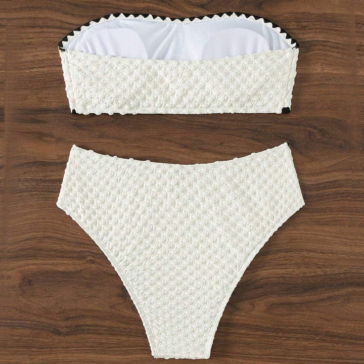 Strapless Textured Figure-Flattering Bikini Set