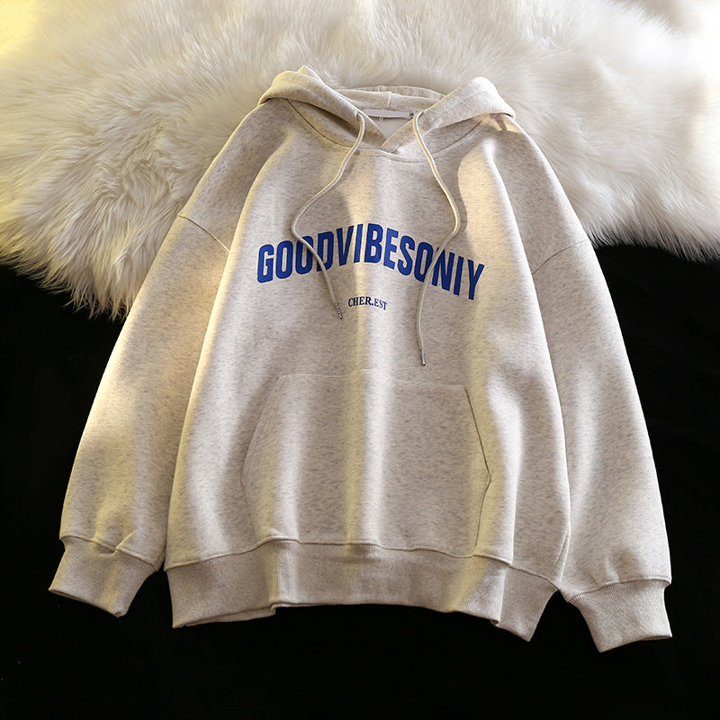 Oversized Slogan Hoodie with Hood Comfortable