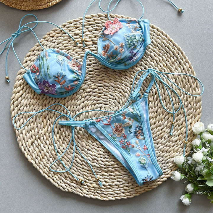 Floral Underwire Push-Up Adjustable Bikini