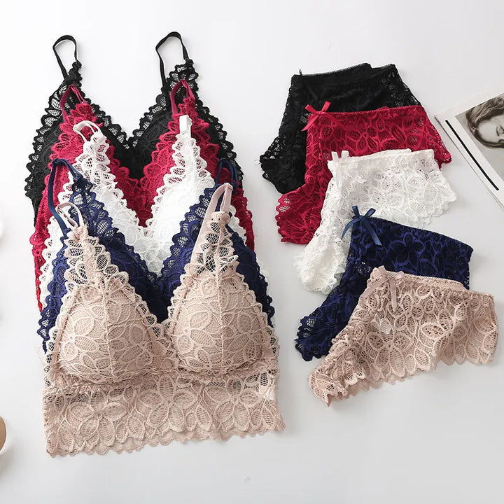 Floral Embroidered Hipster Bra and Panties Set