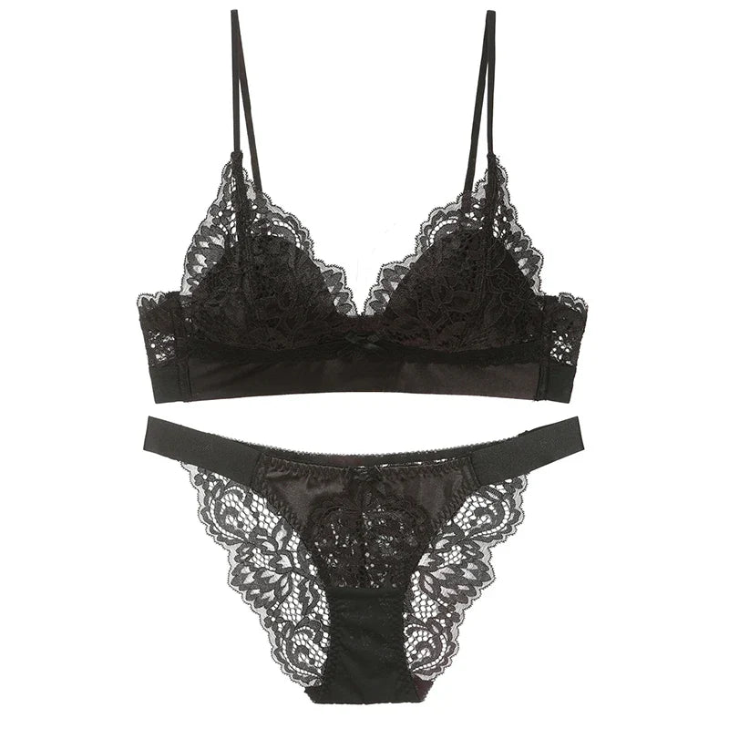 Lace Push-Up Triangle Bra and Brief Set