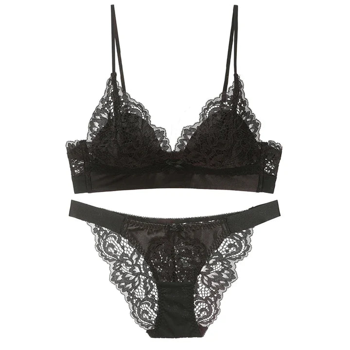Lace Push-Up Triangle Bra and Brief Set