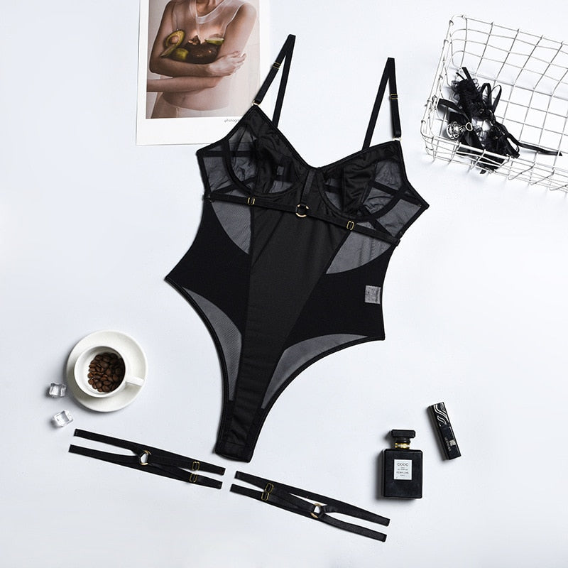 Mesh Adjustable Bodysuit Slim Straps