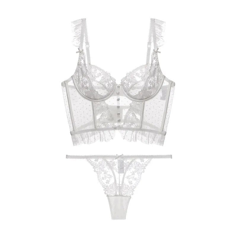 Lace Floral Embroidered Bra and Panties Set