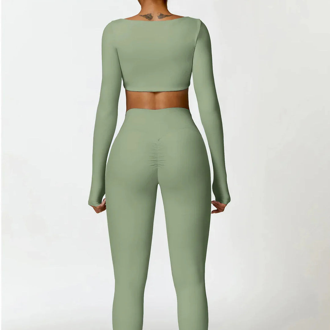 Long-Sleeve Top and High-Waist Leggings Sport Set