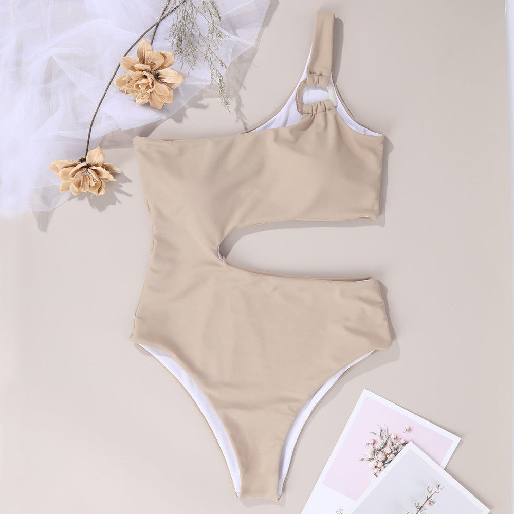 One-Shoulder Bust-Support One-Piece Swimsuit