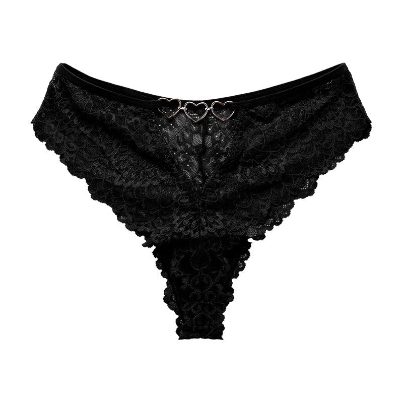 Lace Heart-Print Thong Body-Flattering
