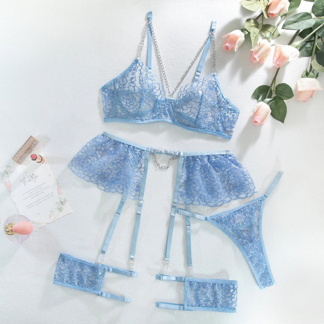 Metallic Print Chain Adjustable Lingerie Set