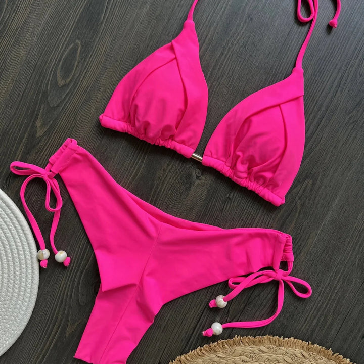 Ruched Tie-Strap Two-Piece Bikini