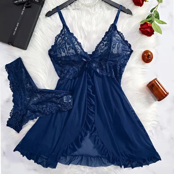 Lace Nightgown and Panties Lingerie Set