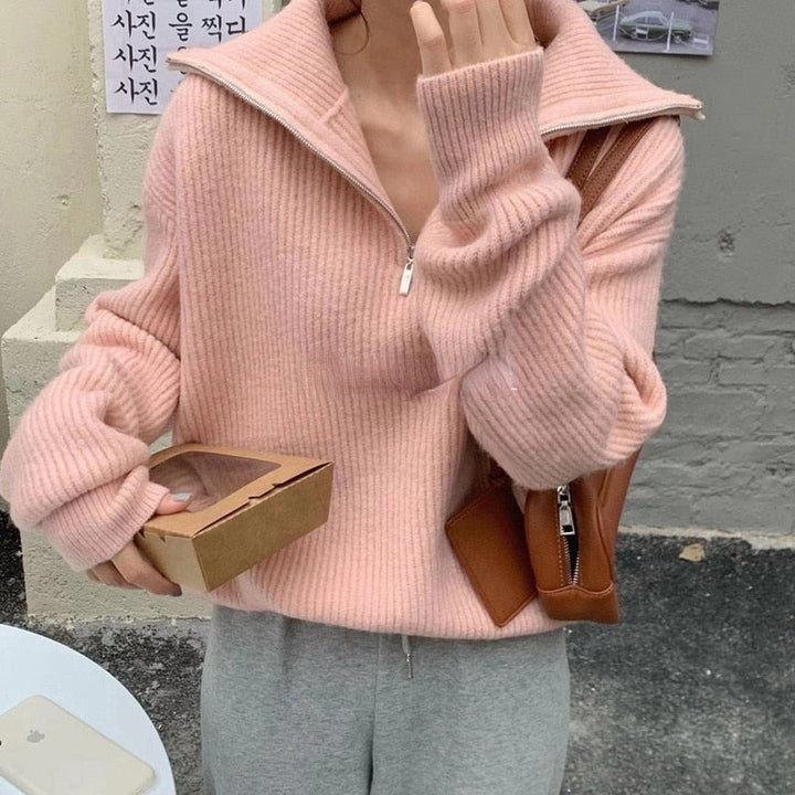 Relaxed Cotton Long-Sleeve Sweater