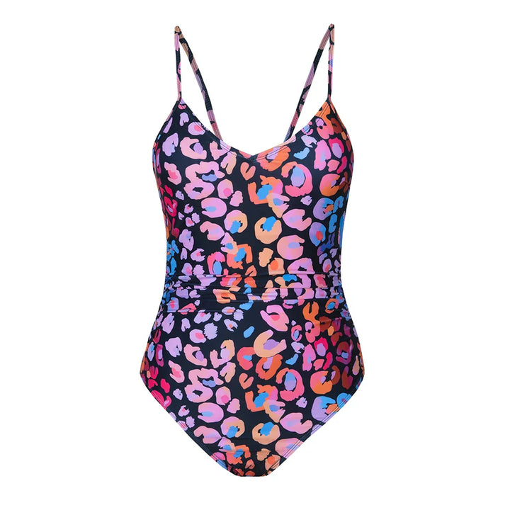 Open-Back Patterned One-Piece Swimsuit