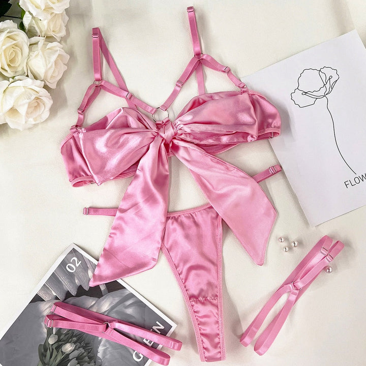 Underwired Bow-Detail Lingerie Set Thong