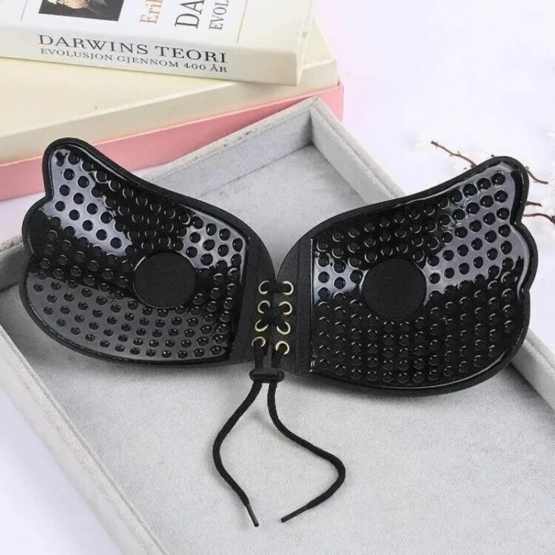 Pull-Tie Adhesive Seamless Strapless Bra