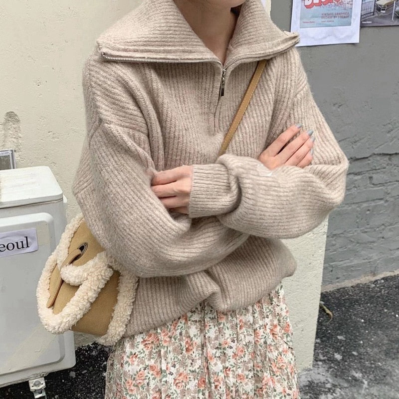 Relaxed Cotton Long-Sleeve Sweater