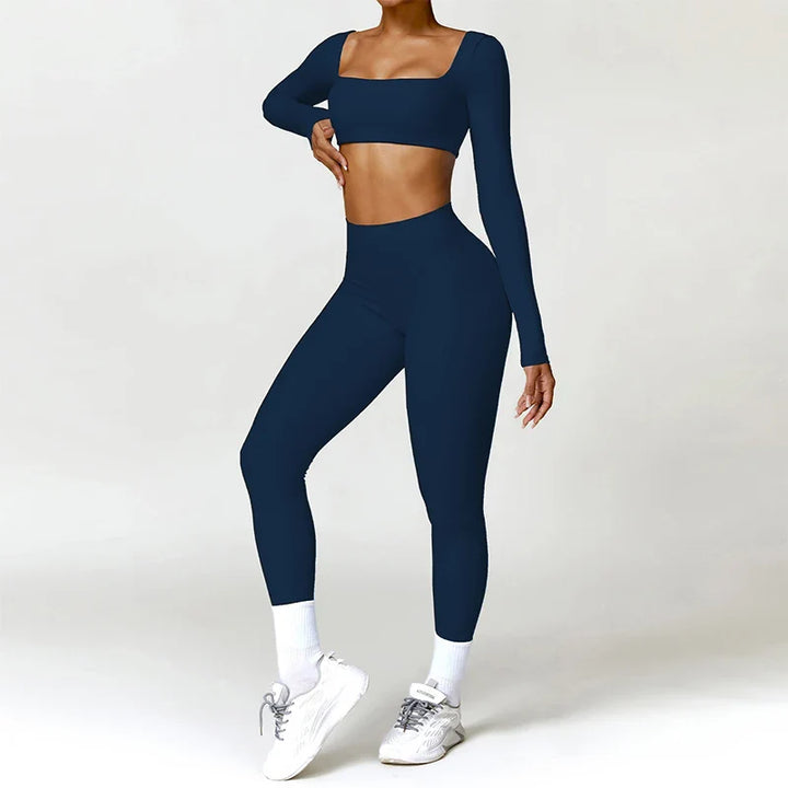 Long-Sleeve Top and High-Waist Leggings Sport Set