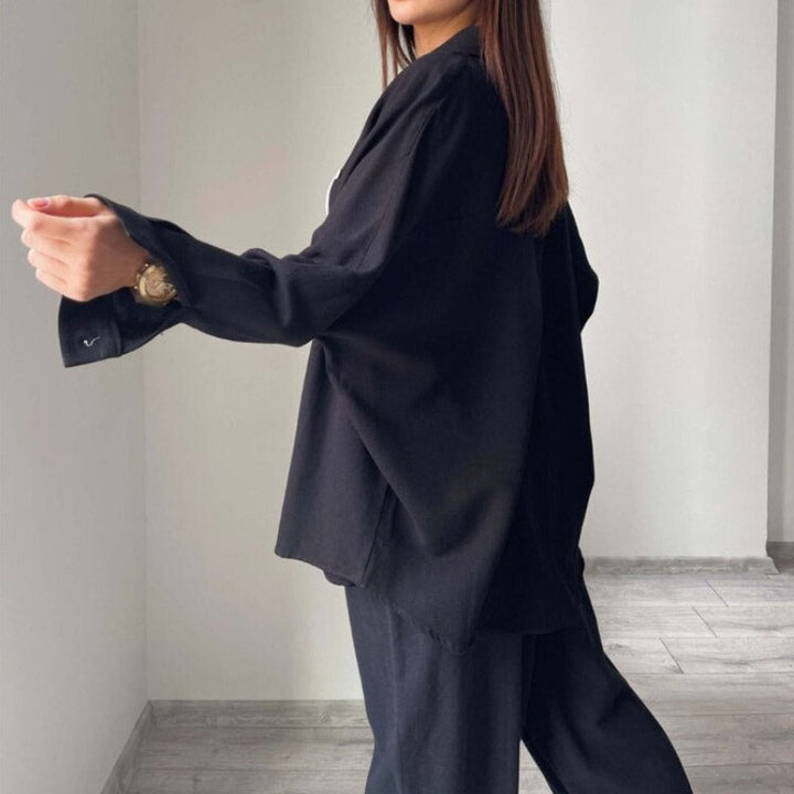 Shirt and Long Pants Smooth Fabric Homewear Set