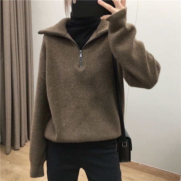 Relaxed Cotton Long-Sleeve Sweater