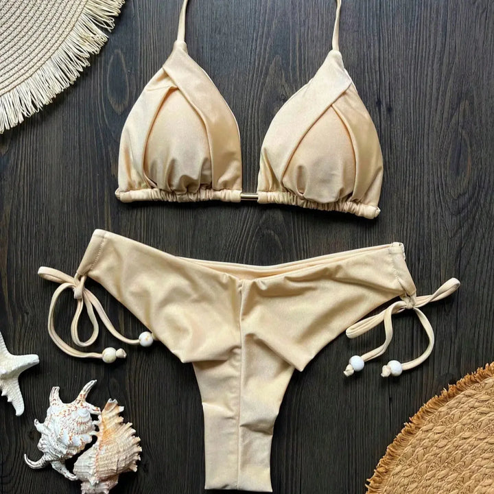 Ruched Tie-Strap Two-Piece Bikini