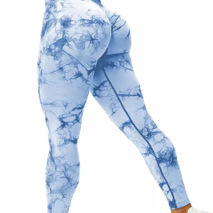 Tie-Dye Wide-Band Spandex Sports Leggings