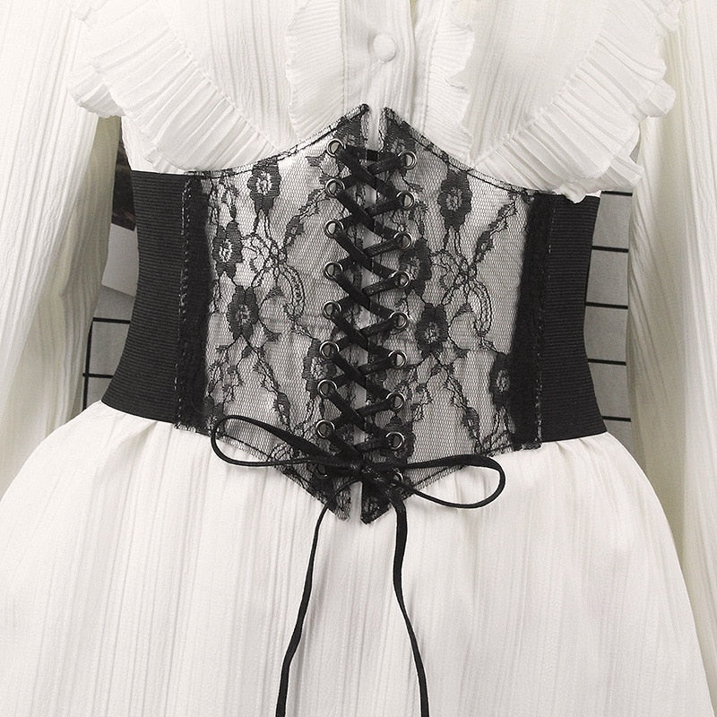 Lace Tie-Front Corset Generous Adjustment