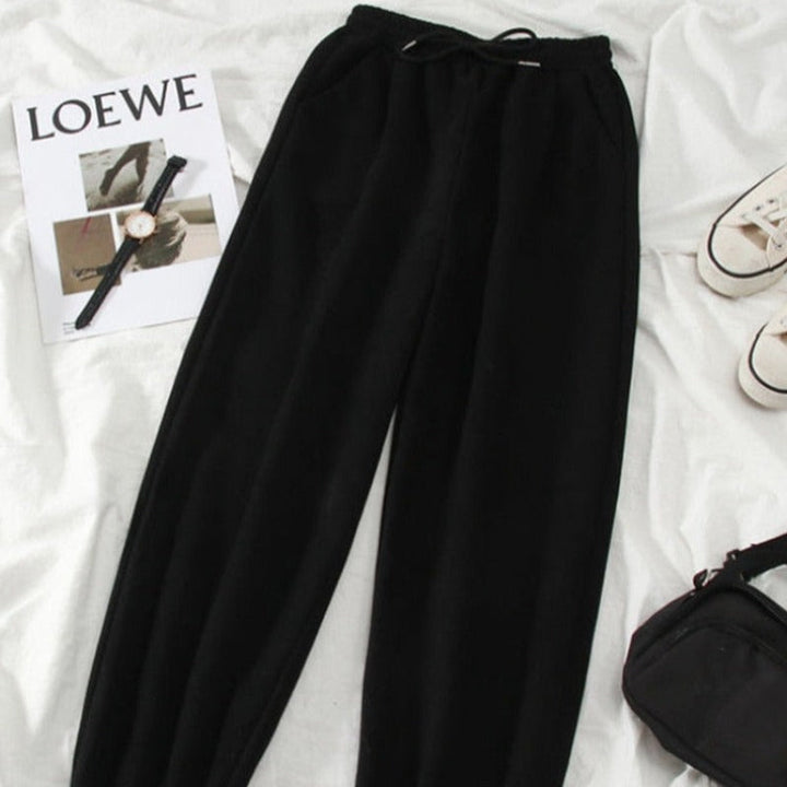 Jogger Pants Tie Waist Pockets Cuffs Smooth Fabric