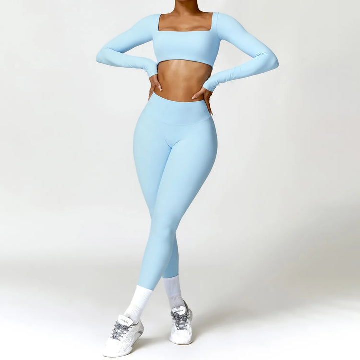 Long-Sleeve Top and High-Waist Leggings Sport Set