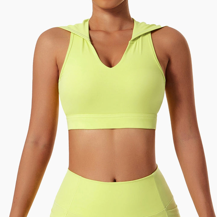 Hooded Sports Crop Top Open Back