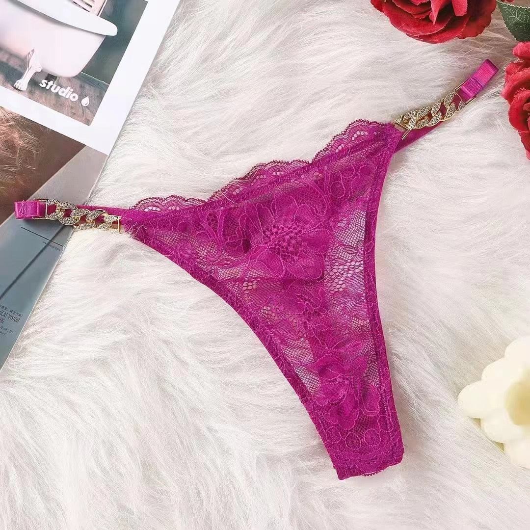 Lace Chain-Detail Thong Decorative Side