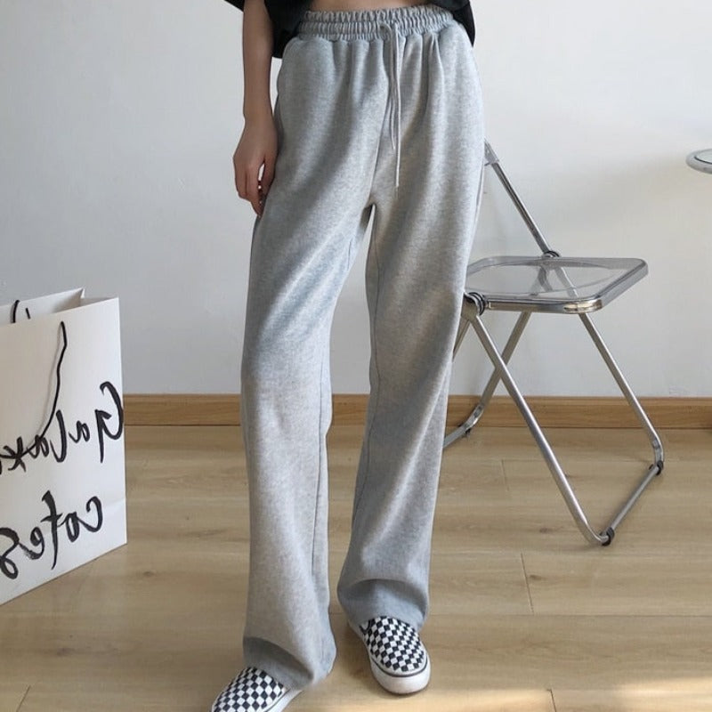 Jogger Straight-Leg Pants Tie Belt Side Pockets
