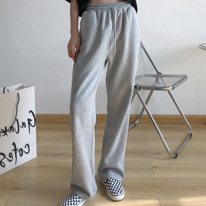 Jogger Straight-Leg Pants Tie Belt Side Pockets