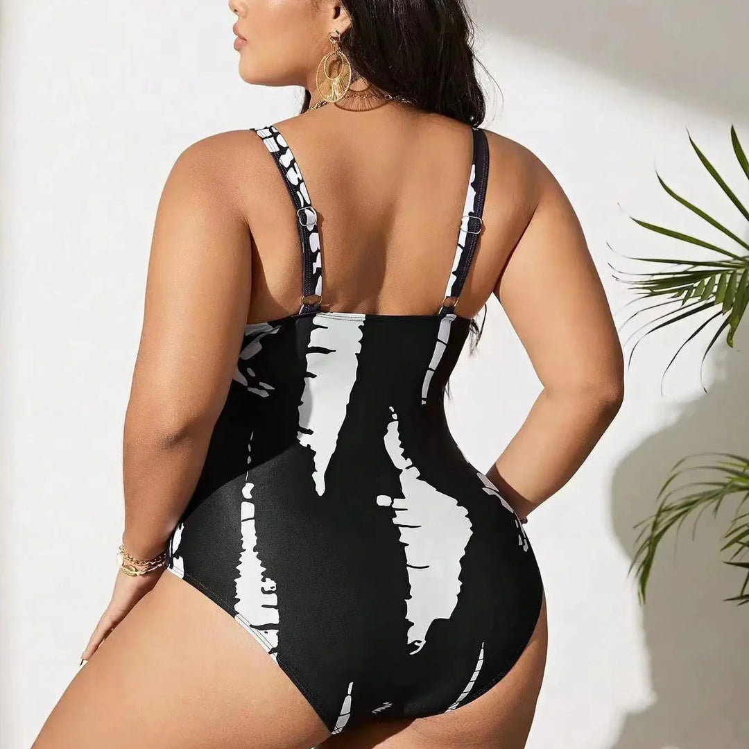 Push-Up Black and White One-Piece Swimsuit