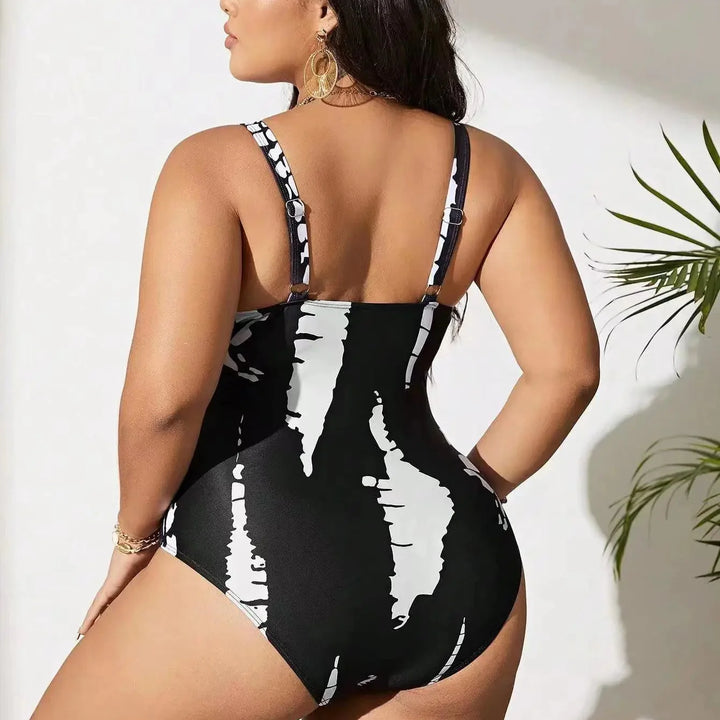 Push-Up Black and White One-Piece Swimsuit