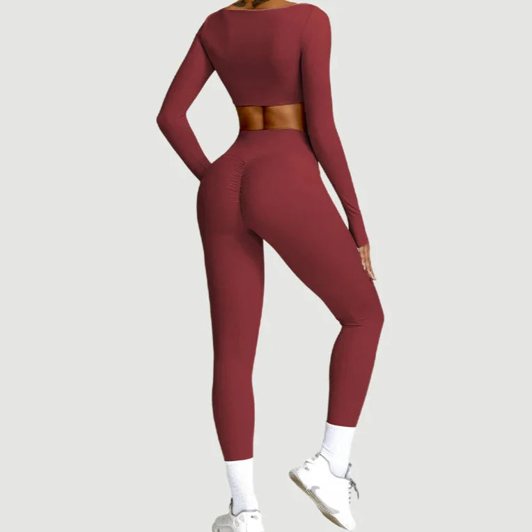 Long-Sleeve Top and High-Waist Leggings Sport Set