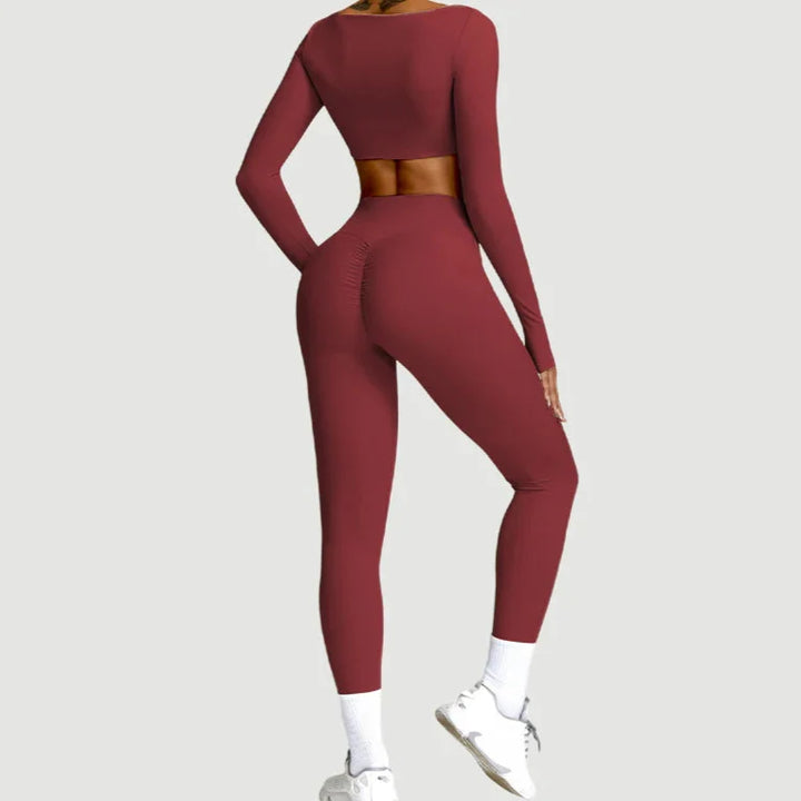 Long-Sleeve Top and High-Waist Leggings Sport Set