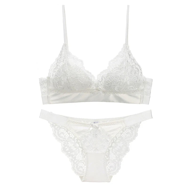 Lace Push-Up Triangle Bra and Brief Set