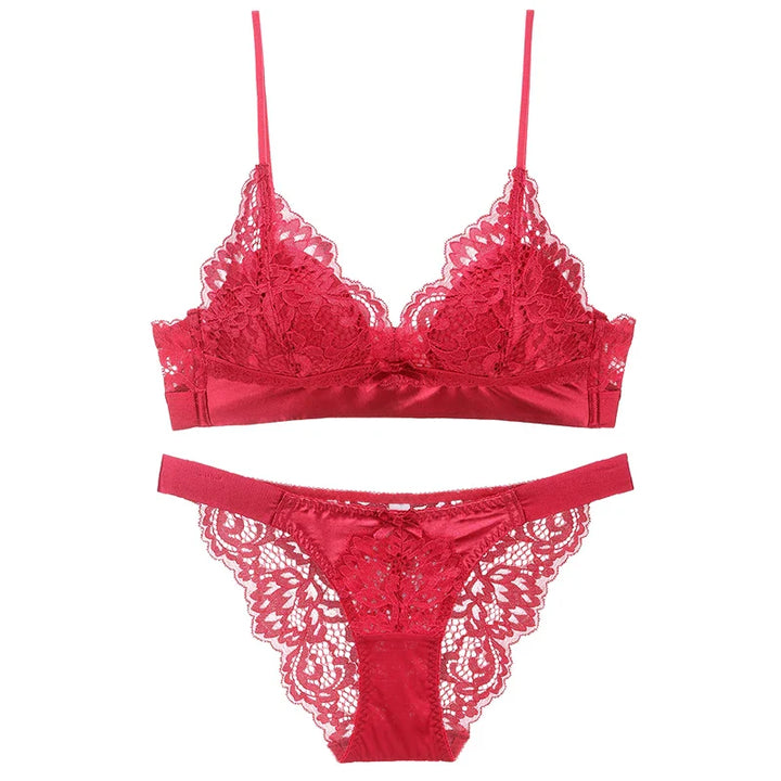 Lace Push-Up Triangle Bra and Brief Set