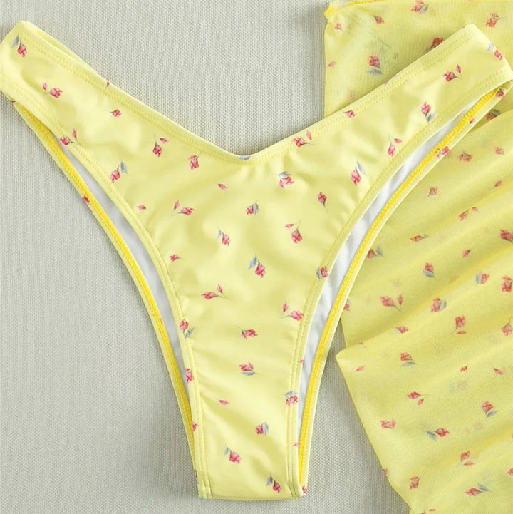 3-Piece Floral Classic Cut Bikini Set