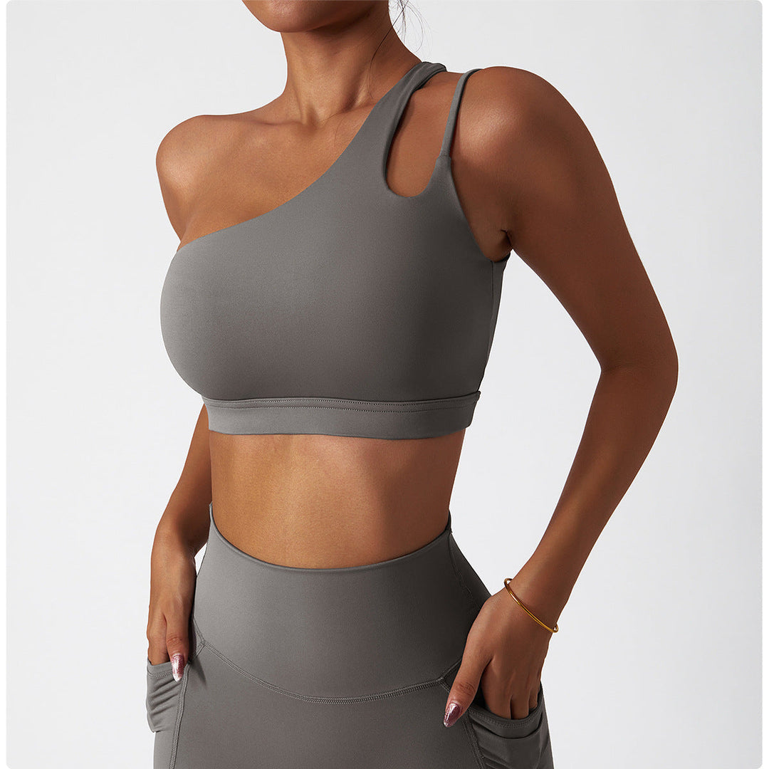 One-Shoulder Sports Bra Top Durable Bust Support