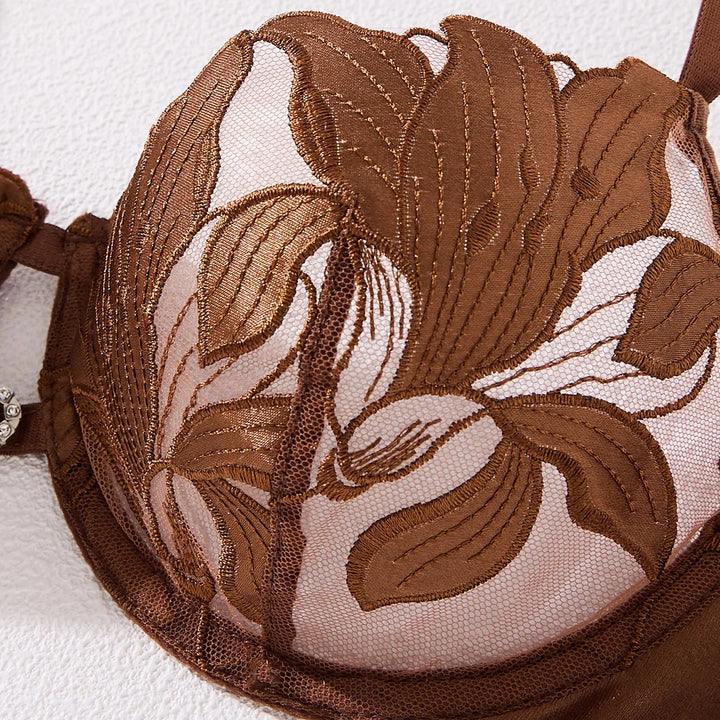 Floral Embroidered Underwire Lingerie Set