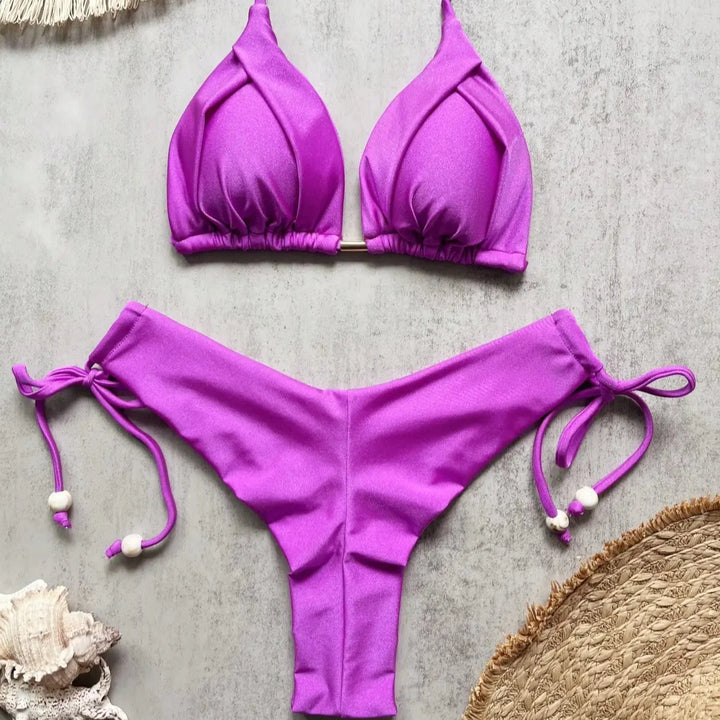 Ruched Tie-Strap Two-Piece Bikini