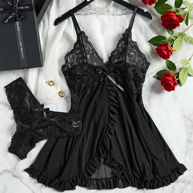 Lace Nightgown and Panties Lingerie Set