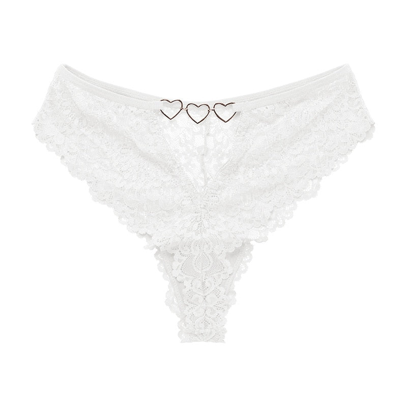 Lace Heart-Print Thong Body-Flattering