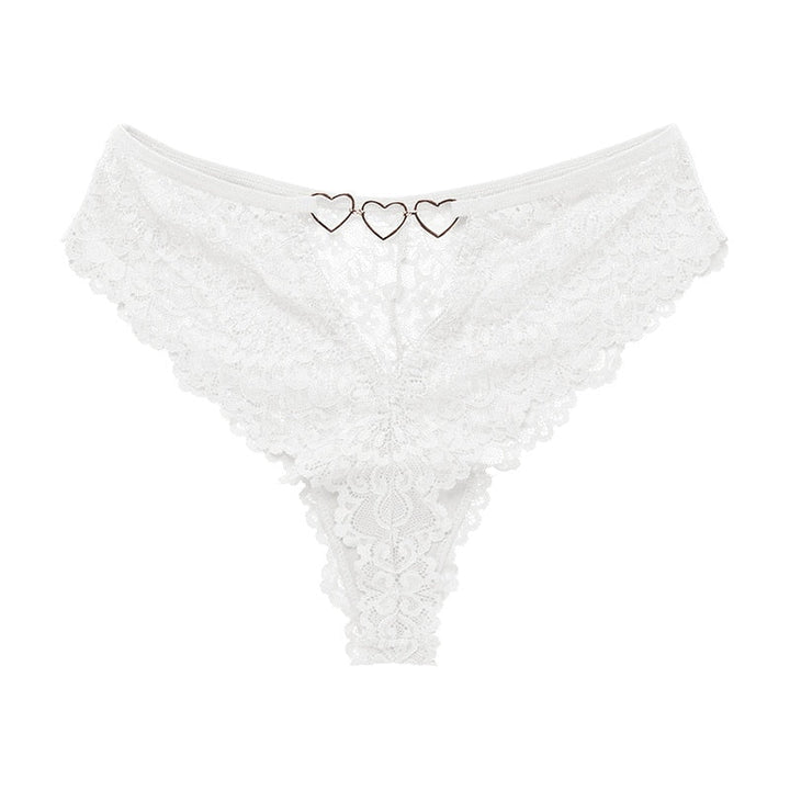 Lace Heart-Print Thong Body-Flattering