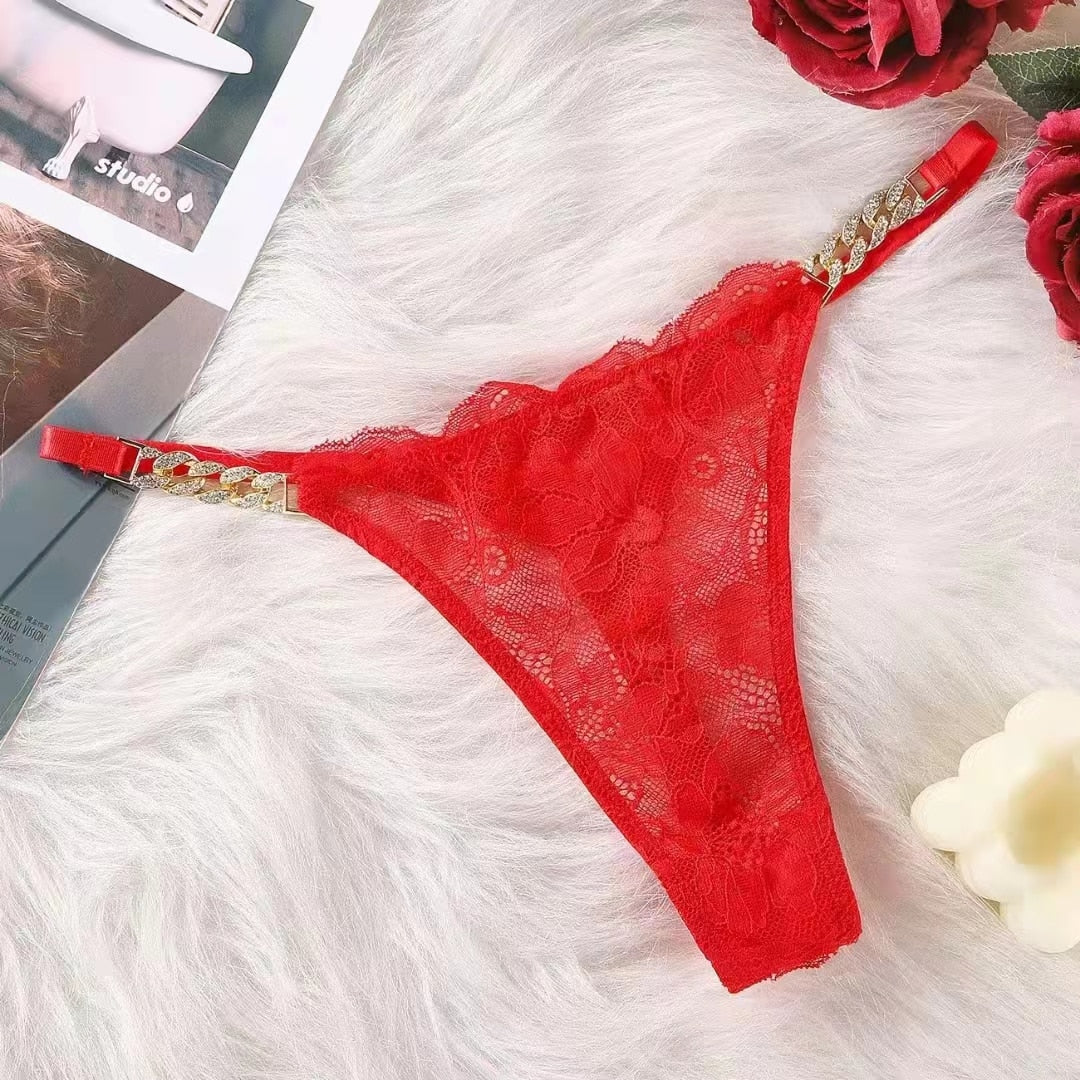 Lace Chain-Detail Thong Decorative Side