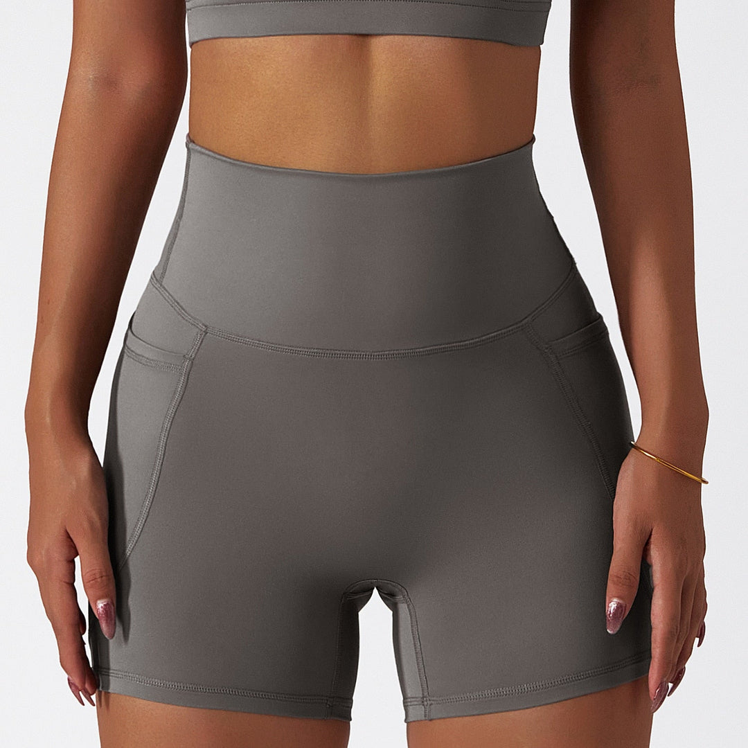 Athletic Shorts with Phone Pocket High Waist