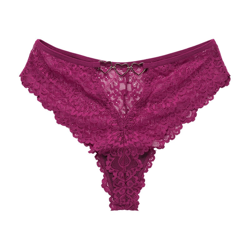Lace Heart-Print Thong Body-Flattering