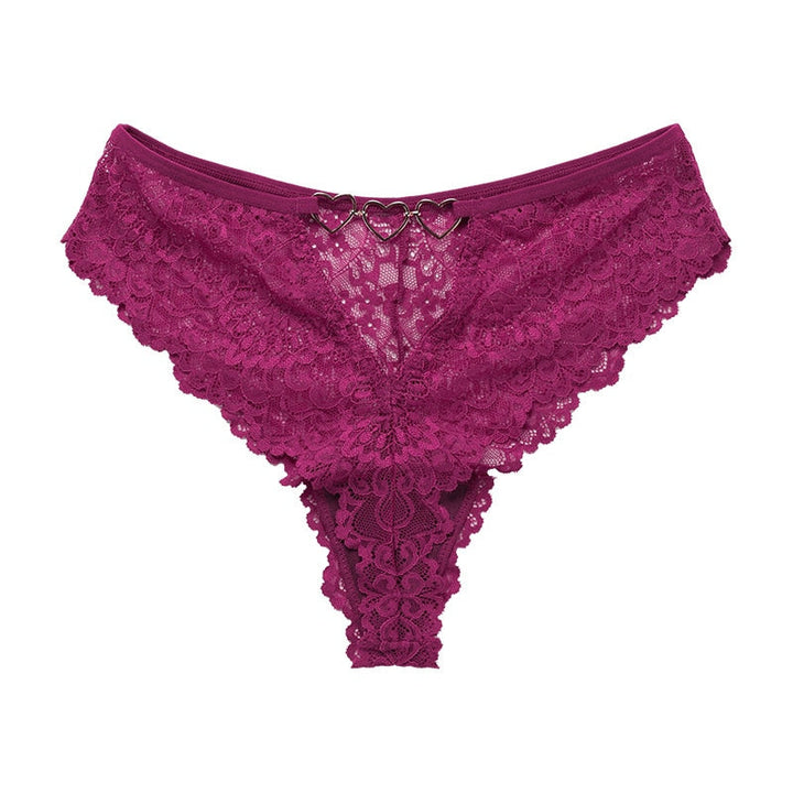 Lace Heart-Print Thong Body-Flattering