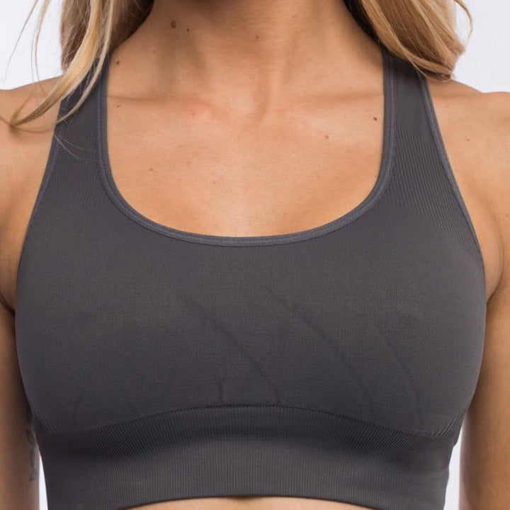 Open-Back Sports Bra Double-Layer Wide Straps