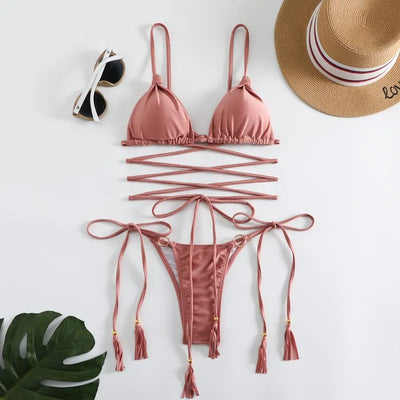 Bikini with decorative ties